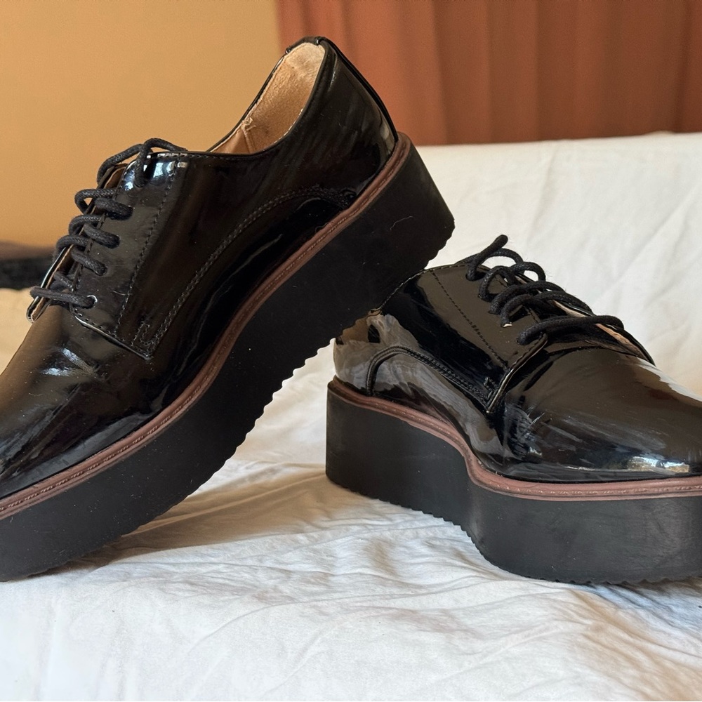 Women's Black Patent Leather Platform Shoes